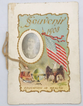 Antique 1908 Souvenir Card Education Is Wealth Belfast Public School w/ USA Flag - £11.00 GBP