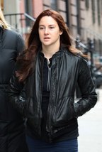 Shailene Woodley Wears Charming Black Leather Jacket, Womens Leather Jacket - £113.88 GBP