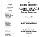 Herman Pirchner&#39;s Alpine Village Menu Theatre Restaurant Cleveland Ohio ... - $37.74