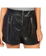 Jolie &amp; Joy Front Zip Faux Leather Solid Shorts LARGE (2323) - $13.86