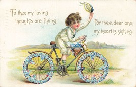 Young Boy In Sailor Attire Riding BICYCLE-TUCK Floral MISSIVES~1909 Postcard - £8.73 GBP