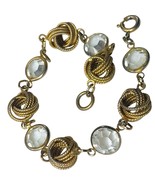 vintage gold tone knotts in cased crystal links bracelet 7.5” - $826.88 MXN