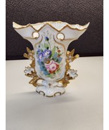 Vintage Vista Alegre Porcelain Floral Urn Style Vase Gold Trim Made in P... - $35.99