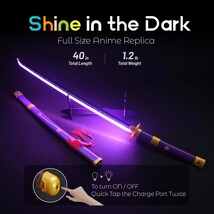 LED Glowing Roronoa Cosplay Katana - 40 Inch Rechargeable Light Up Sword image 4