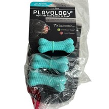 3 Playology DUAL LAYER BONE Toy Blue Peanut Butter scent Small dog 15 lbs Max - £22.60 GBP