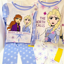 4 Pc Long Sleeve Tight Fit Cotton Pajama Set Disney Frozen Elsa Anna Girl Sz 4 - £11.92 GBP