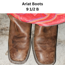 Ariat Ladies Western Cowboy Boots Red Tops Brown Boot Size 9 1/2 B Pre-Loved image 3