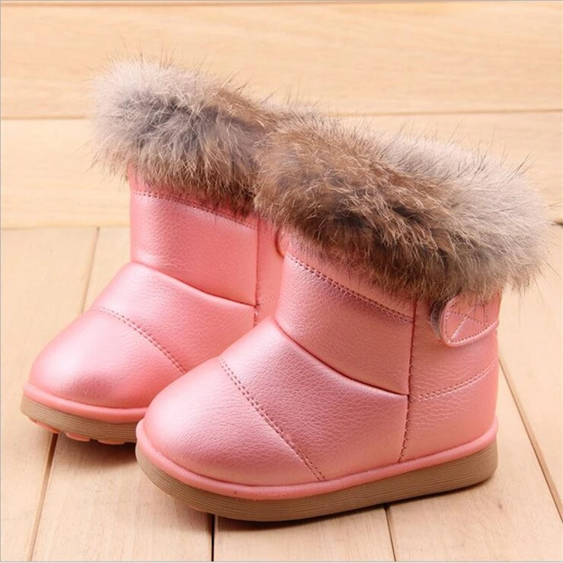 COZULMA Winter Plush Baby Girls Snow Boots Warm Shoes Pu Leather Flat With Baby  - £152.70 GBP