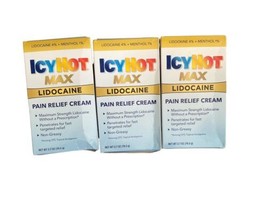 3 Icy Hot Max Pain Relief Cream Lidocaine 2.7oz Each DAMAGED BOXES Exp 0... - £22.41 GBP