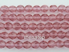 25 6 mm Czech Glass Fire Polished Beads: French Rose - £2.82 GBP