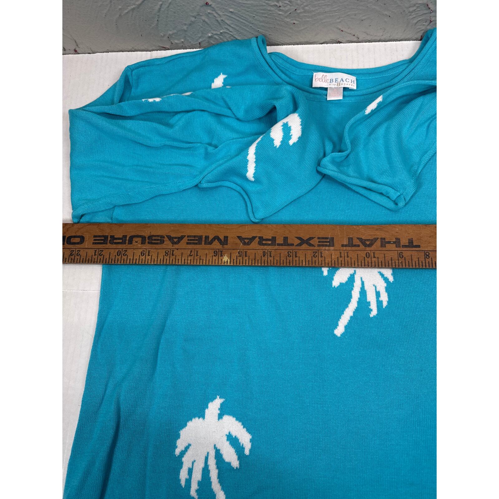 Belle Beach by Kim Gravel Palm Sweater Scuba Blue Womens Size Medium Item image 6