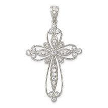 Silver  CZ Filigree Cross Pendant QC5304 - $94.85