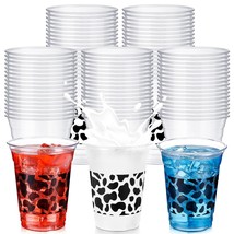 50 Pcs 12 Oz Cow Party Plastic Cups Disposable Cups Cow Print Cups Clear Drink D - £24.98 GBP