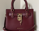 New Michael Kors Hamilton Small Pebbled Leather Satchel Dark Cherry - £83.73 GBP