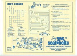 Berks County Safety Belt Project Placemat Kids Corner Puzzles Pennsylvan... - $13.86
