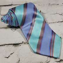 Lavorate a Mano Mens Neck Tie Blue Striped 100% Silk Made in Italy Flaw  - £7.65 GBP