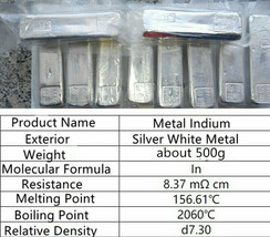 500g  Metal Indium Ingot 99.995% High Pure Indiums Crystals - £265.46 GBP