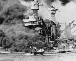 USS West Virginia battleship burns after attack on Pearl Harbor WWII Photo Print - £7.00 GBP