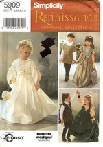 Simplicity 5909 Boys and Girls 3 to 8 Renaissance Costumes Uncut Sewing ... - $11.26