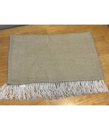Pottery Barn Herringbone Throw Blanket Taupe 50 x 60 in Acrylic Fringe Soft - $54.14 CAD