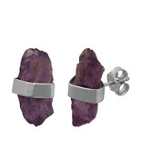 Raw Genuine gemstone Crystal Earrings in Sterling Silver - Choice of Gem... - $19.00