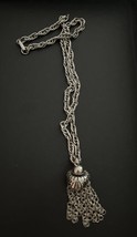 Vintage  Silver Tone Tassel Chunky Necklace  24” Chain - $337.87 MXN