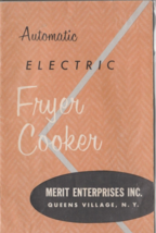 Vintage 60s Automatic Electric Fryer Cooker Manual Cookbook, Merit Enter... - $0.99