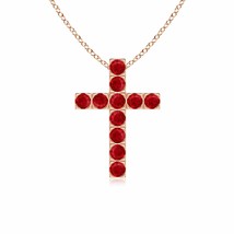 ANGARA Flat Prong-Set Ruby Cross Pendant Necklace in 14K Gold (AAA Size-2.5) - £558.00 GBP