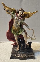 SAINT MICHAEL MIGUEL ARCHANGEL SCALES SWORD WARRIOR SATAN FIGURINE STATUE - $27.71