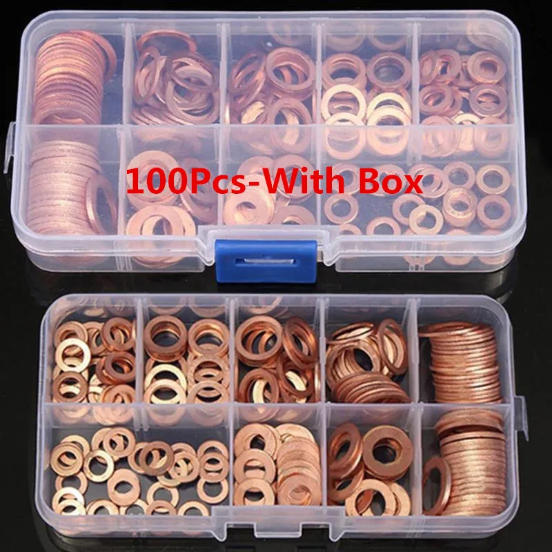 Copper Washer Gasket Nut and Bolt Set Flat Ring Seal ortment Kit with Box //M8/M - £37.97 GBP
