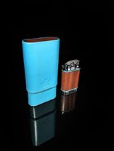 Brizard Positano Leather Cigar Carrying Case with Table Lighter NIB ( No Fuel ) image 9