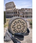 “Roma Circle” – Handmade Round Bag with Wooden Pattern - $95.00