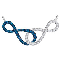 10k White Gold Blue Color Enhanced Diamond Double Infinity Pendant Necklace - £219.39 GBP
