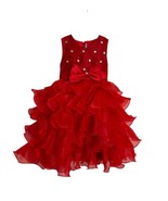 Girls Red Ruffle Dress Size 9 Sleeveless Christmas Valentines Wedding Pa... - £19.47 GBP
