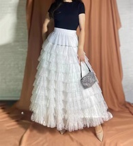 WHITE Tulle Maxi Skirt Women Custom Plus Size Layered Tulle Skirts image 3