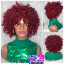 Donna&quot; Synthetic Wig Afro Kinky Curly ,full cap (Heat Resistant) Wine/Bu... - £57.27 GBP