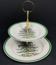 Spode christmas tree 2 tier dessert stand, dessert tray 2 tier cake plate - £55.33 GBP