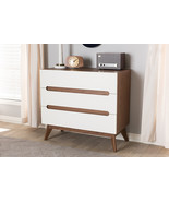 Abbey White and Walnut Wood 3-Drawer Storage Chest - €279,06 EUR