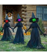 Halloween Decorations, 6 Ft Set Of 3 Lighted Halloween Witch With Stakes... - £69.52 GBP