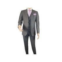 Men Suit BERLUSCONI Turkey 100% Italian Wool Super 180's 3pc Vested #Ber9 gray image 2