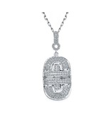 0.80 Ct Diamond Iced Out Mini Dog Tag Pendant Necklace 14k White Gold 16... - £1,324.36 GBP