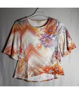 One World Live/Let Live Multi Color Bell Half Sleeve Women&#39;s Top Size SP - $17.82