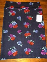 NWT LuLaRoe Large Navy Blue Red Purple Green Roses Floral Cassie Pencil Skirt - £25.02 GBP