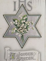A Joyous Easter IHS Silver Embossed Star Antique Birn Brothers Postcard 1910 - £6.38 GBP
