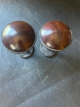 Pottery Barn Curtain Drapes Ball Holdbacks Bronze Mahogany Wood - $18.99