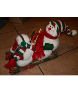 2 snowmen on wood sled a very colorful Christmas decoration - €22,40 EUR