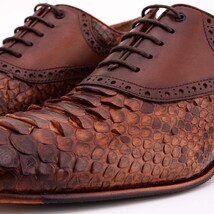 The Varenne Tan Pythn Leather Oxford Men Shoe image 3