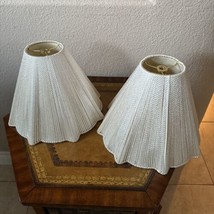 Pair Of Vintage 9” x 12” Lamp Shades Ivory Woven Luster String Cone Shape - £55.68 GBP