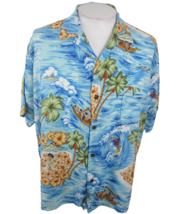 Pineapple Connection Men Hawaiian camp shirt p2p 26&quot; L vintage tropical ... - $27.71
