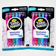 Crayola Take Note 6 Count Each Washable Erasable Marker Gel Pens Lot of 2 Pack - £11.91 GBP